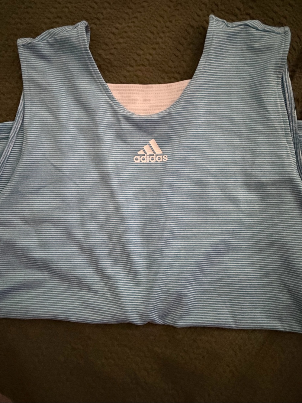 adidas Blue & White Striped Sports Tank Top